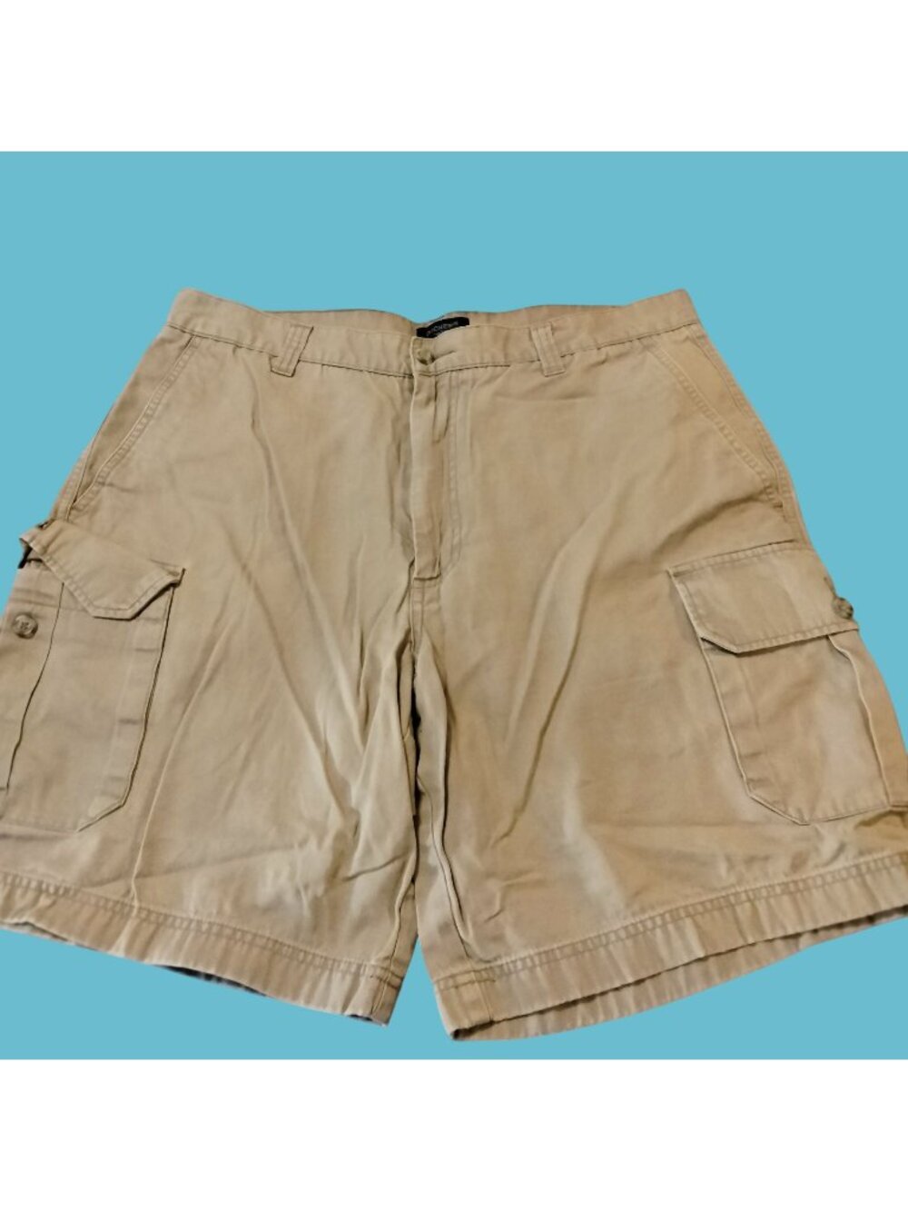Dockers Mens Relaxed Fit Cargo Shorts 34 Beige Cotton Casual Flat Front